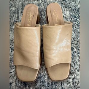 Joie Beige Leather Mules